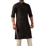 Designer Black Silk Kurta Pajama Set for Men | Partywear Indian Ethnic Outfit